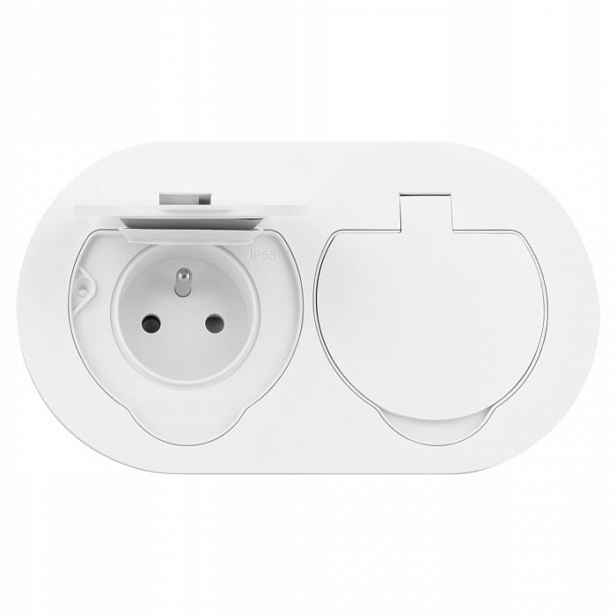 Hermetická elektrická zásuvka dvojitá oválná IP55 bílá Orno