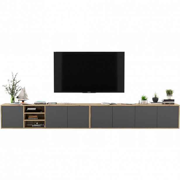 Meble Lindner SADA 2 TV stolků Apollo dub Wotan / grafit matný 300 cm