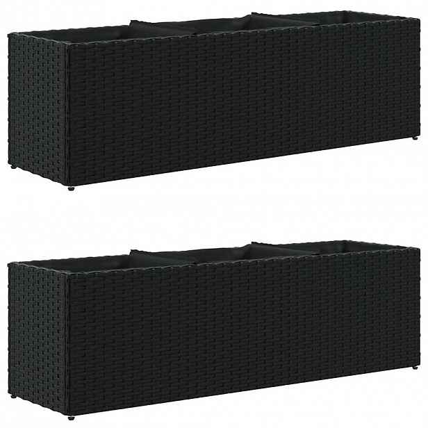 vidaXL Zahradní truhlíky se 3 květináči 2 ks černé 105 x 30 x 32 cm