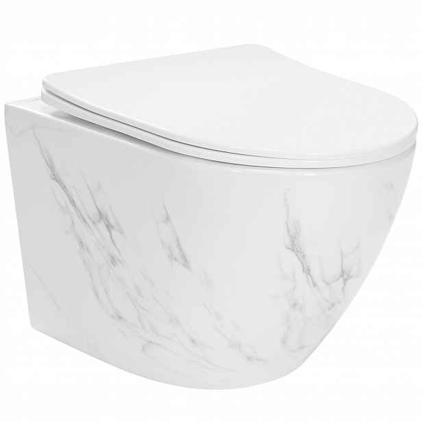 Závěsná Wc mísa Misa bílá imitace mramoru Rea Carlos Nature Marble