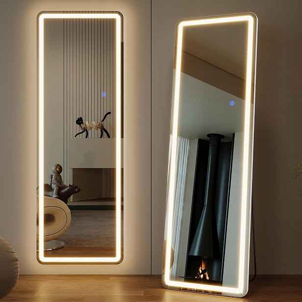 Zrcadlo Led 160x50 cm Koonmi Regulace světla Dotyk Stojící Nástěnné