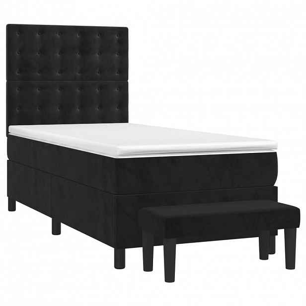 vidaXL Box spring postel s matrací černá 90x200 cm samet