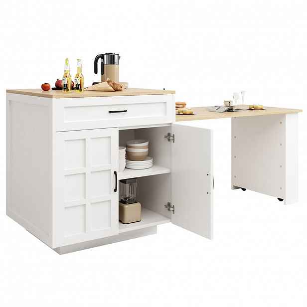 Redom BAROVÝ stůl 133-202/70/93,5 cm, rozkládací, s úložným prostorem a MDF deskou, Bílá