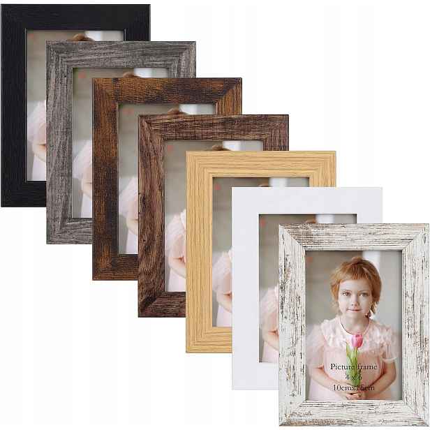 Sada 7 fotorámečků, 15 x 10 cm, pro zavěšení na zeď i postavení na stůl