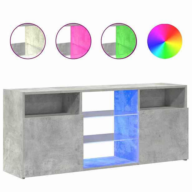 vidaXL TV skříňka s LED osvětlením betonově šedá 120 x 30 x 50 cm