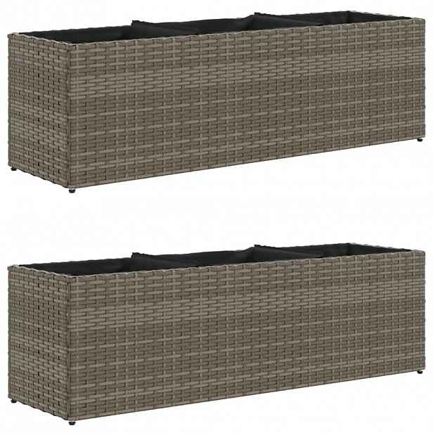 vidaXL Zahradní truhlíky se 3 květináči 2 ks šedé 105 x 30 x 32 cm