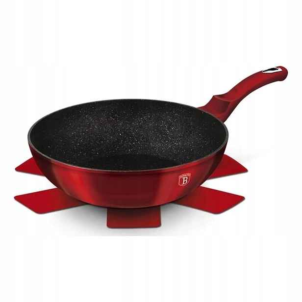 Berlingerhaus Burgundy Metallic Line Pánev Wok s mramorovým povrchem, 30 cm