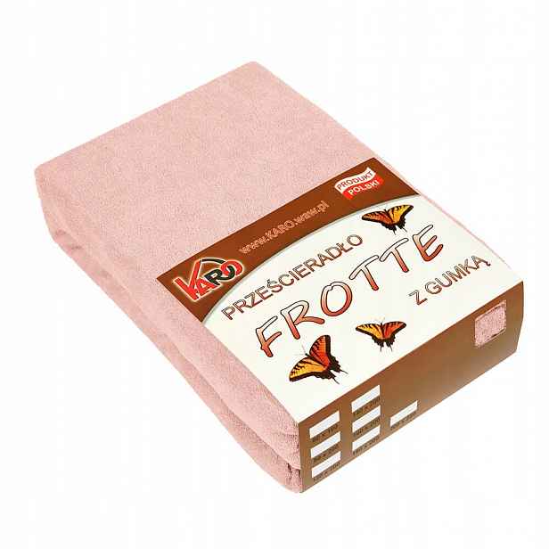 Froté prostěradlo s gumičkou 200x220 lososové Karo