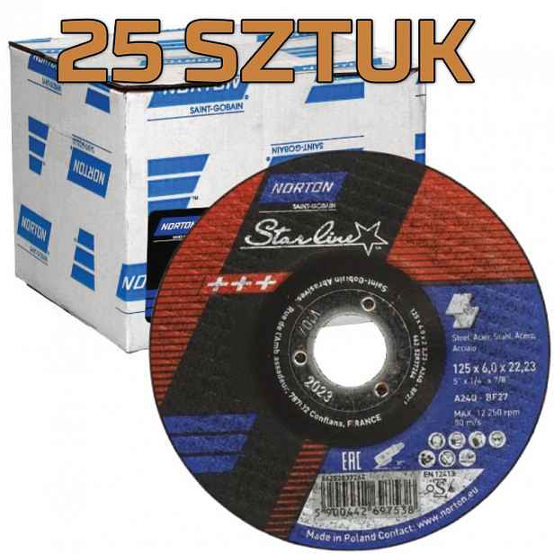 Kotouč na broušení kovu Norton Starline 125x6,4 mm Silná Ocel 25 ks