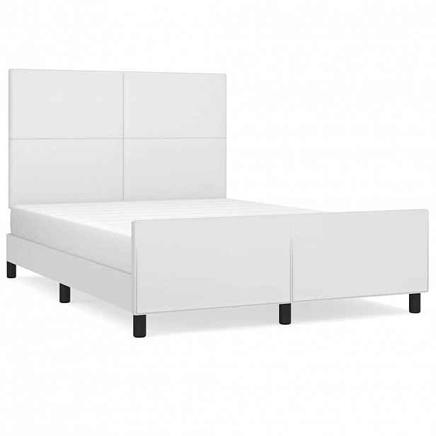 vidaXL Rám postele s čelem bílý 140x200 cm umělá kůže