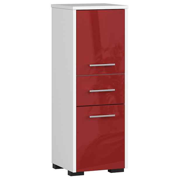 Ak furniture Koupelnová skříňka Fin bílá/červená lesk