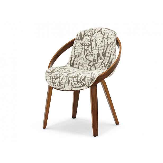 Designová jídelní židle HODA - krémová / šedá / ořech