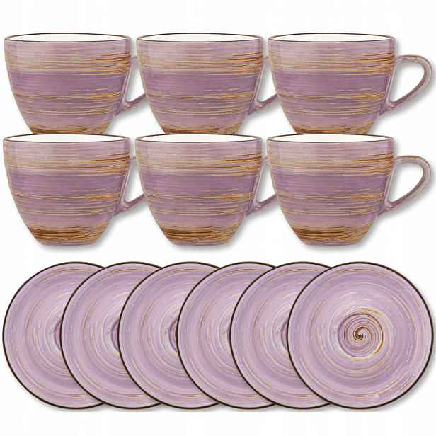 Sada 6 šálků s podšálkem na kávu fialové Porcelán 300 ml Wilmax