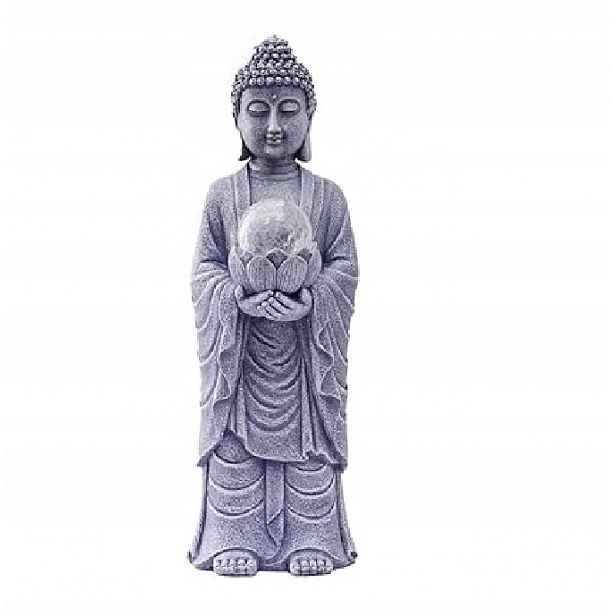 Solární Figurka Buddy 46 cm Led efekt crackle dekorace Zen zahrada ozdoba