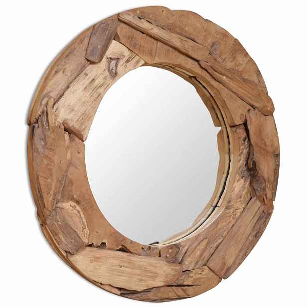 vidaXL Dekorativní zrcadlo, kulaté, teak, 80 cm