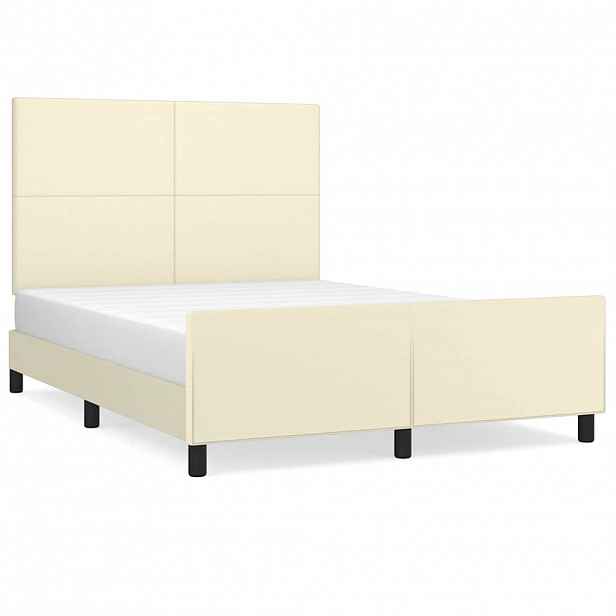 vidaXL Rám postele s čelem krémový 140x200 cm umělá kůže