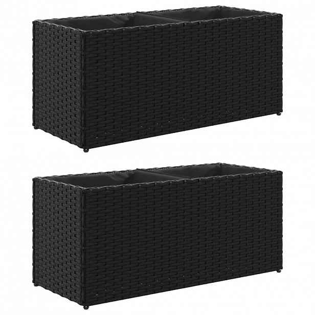 vidaXL Zahradní truhlíky se 2 květináči 2 ks černé 72 x 30 x 32 cm