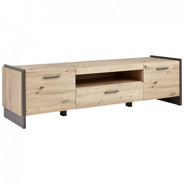 TV DÍL, šedá, barvy dubu, 187/51/41 cm