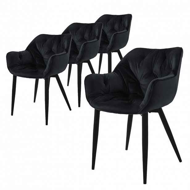 ML-DESIGN JÍDELNÍ ŽIDLE, sada 4 ks, antracitový samet