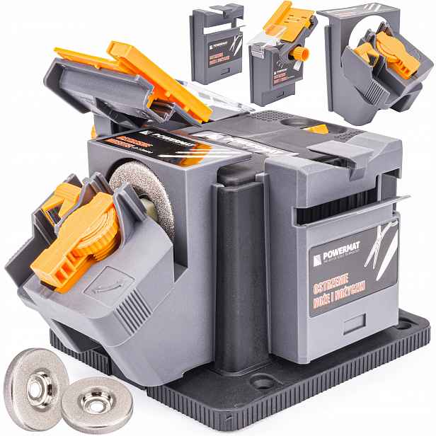 Brousek Elektrický Brousek 170W 3V1 Na Nože Sekáček Vrtáků 2 Kotouče