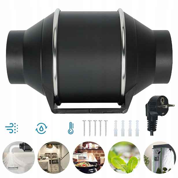 Kanálový ventilátor, Tichý ventilátor 100 mm, Kanálový trubkový ventilátor