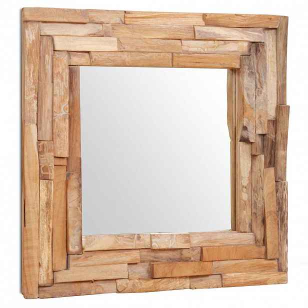 vidaXL Dekorativní zrcadlo teak 60 x 60 cm čtvercové