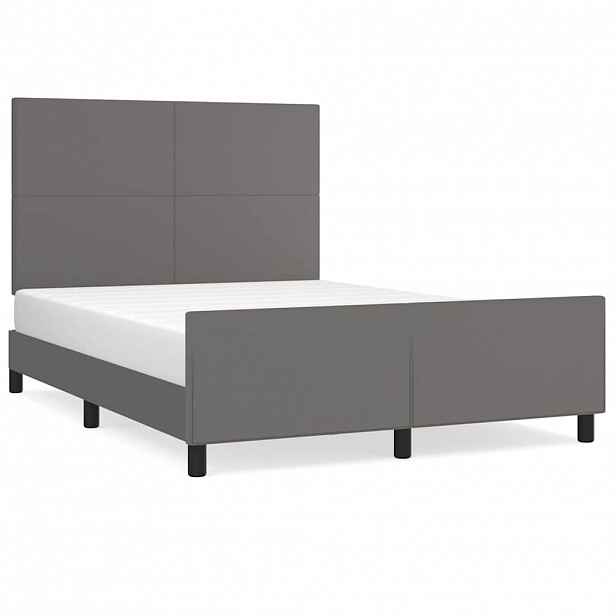 vidaXL Rám postele s čelem šedý 140x200 cm umělá kůže