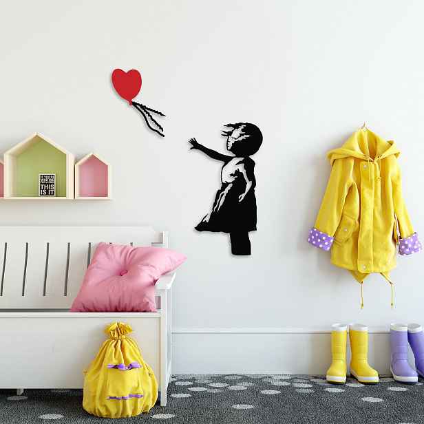 Wallity Nástěnná kovová dekorace Banksy 13 černá/červená