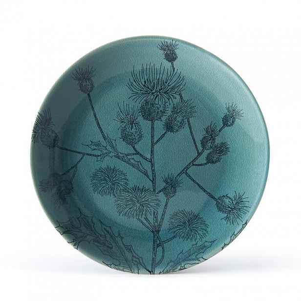Keramický mělký talíř FLORA 26,5 cm modrozelená