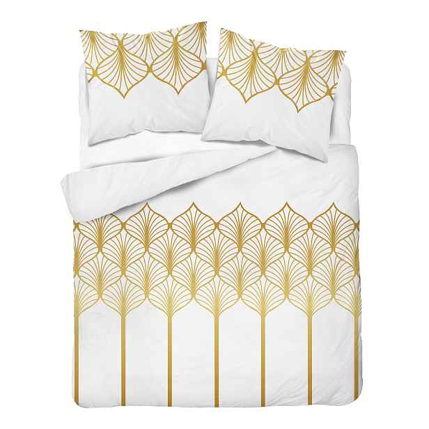 Povlečení saténové 160x200 bílé zlaté vzory boho bavlněné elegantní měkké