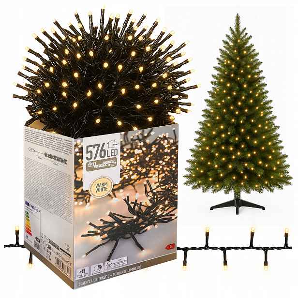 Vánoční osvětlení na stromeček 576 Led bílé teplé vnitřní venkovní 7 m Timer x2