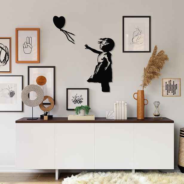 Wallity Nástěnná kovová dekorace Banksy 14 černá