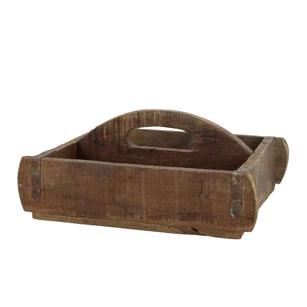 Box Grimaud z recyklovaného hnědého dřeva s rukojetí – 30*25*13 cm Chic Antique