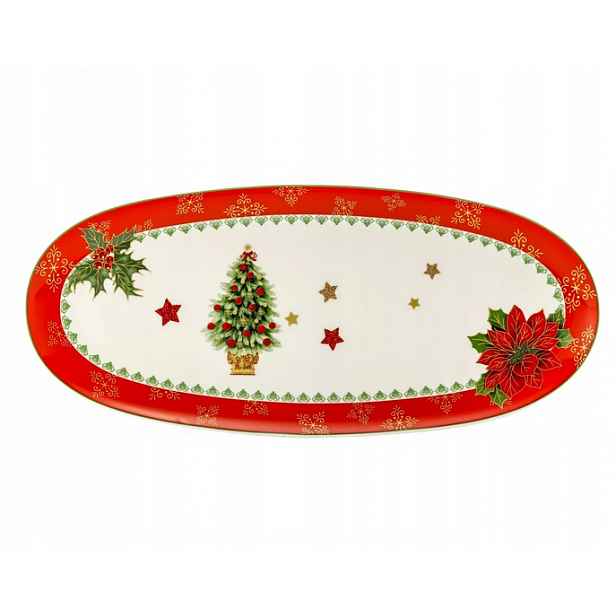 Mísa Talíř Podnos Patrovaná Mísa Vánoční Stromečky Vánoce 40x20cm