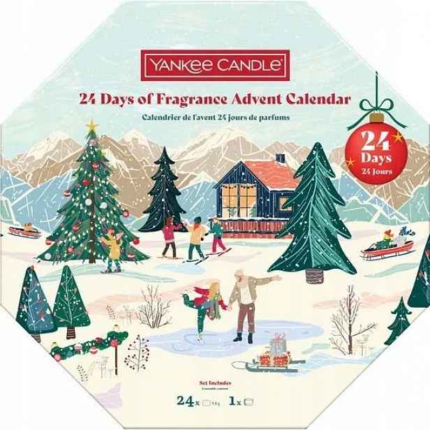 Yankee Candle Adventní kalendář Věnec Sada Apres Ski 24 x Svíčky
