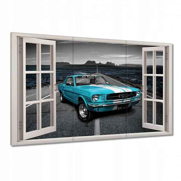 Obrazy 120x80 Tyrkysový Mustang Okno