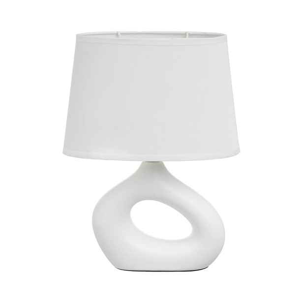 Bílá keramická stolní lampa s textilním stínidlem (výška 30 cm) – Casa Selección