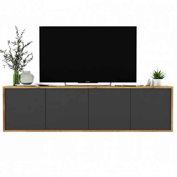 Meble Lindner TV stolek Apollo2 dub Wotan / grafit matný 150 cm