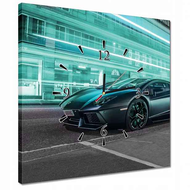 Nástěnné hodiny 40x40 auto Tyrkys
