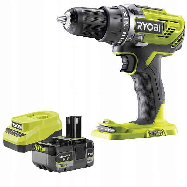 Aku Vrtačka Ryobi R18DD3-0 2 Rychlostní Stupeň 18 V Aku Nabíjení 5 Ah