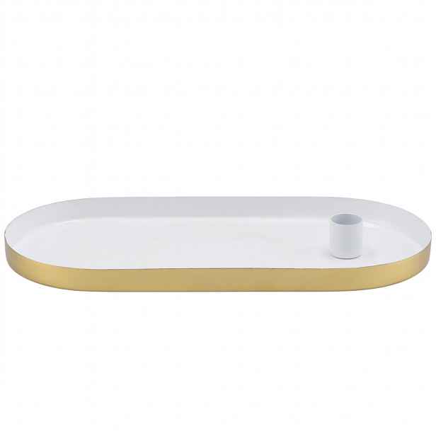 Oválný kovový svícen MARAKESH 30cm, bílý
