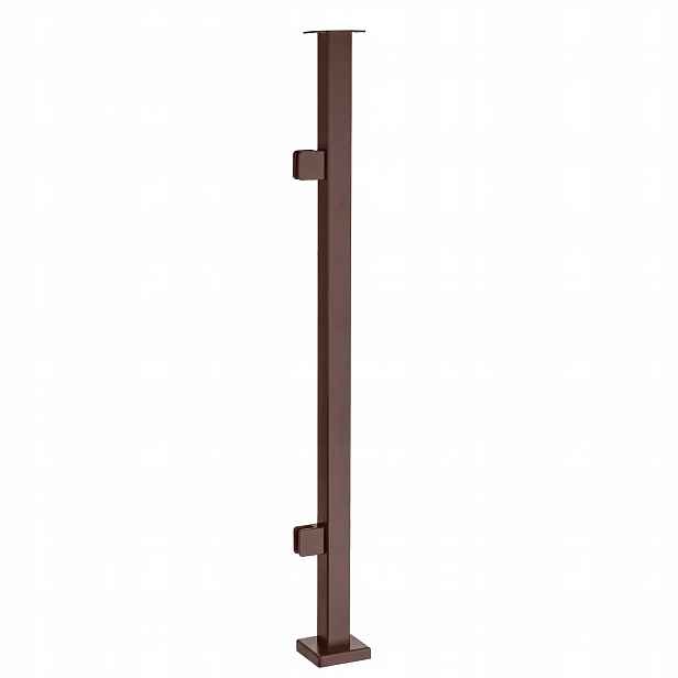Startovací sloupek pro skleněné zábradlí 100 cm 40x40 Hnědý 2 držáky Loft