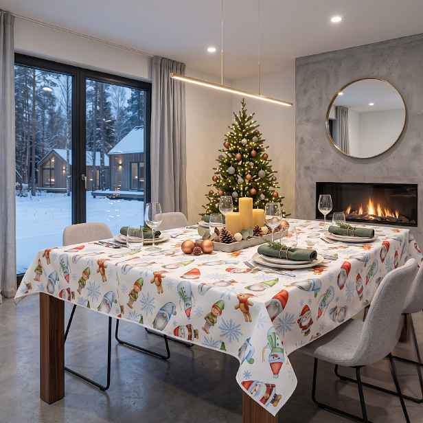 Vánoční ubrus na stůl NATALE SPLASH VI. různé rozměry Rozměr: 120x160 cm