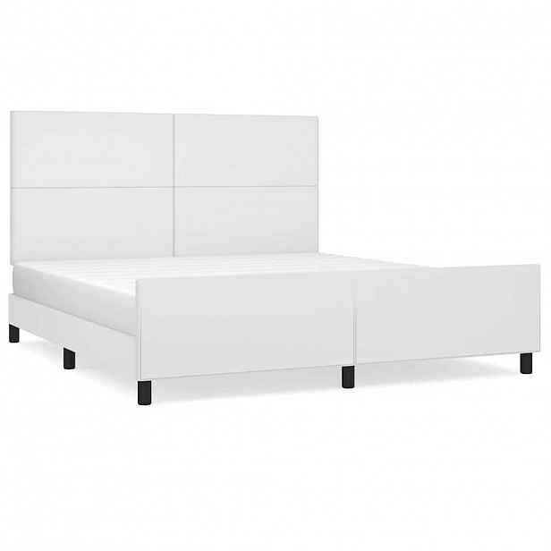 vidaXL Rám postele s čelem bílý 160x200 cm umělá kůže
