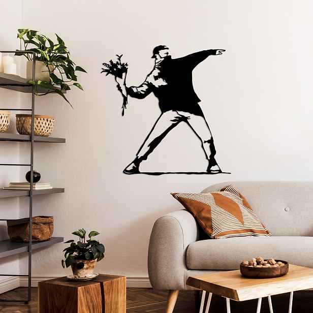 Wallity Nástěnná kovová dekorace Banksy Metal 01 černá