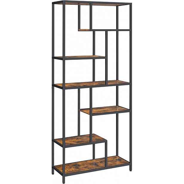 Designová knihovna TAYLOR 180x80 cm, rustikálně hnědá