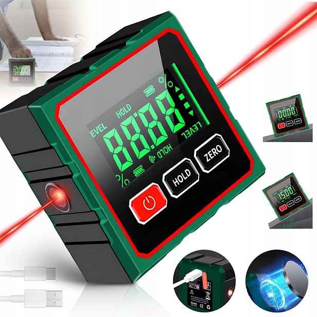 Digitální Úhloměr LCD 360° Magnetický Pro Truhlářské Práce
