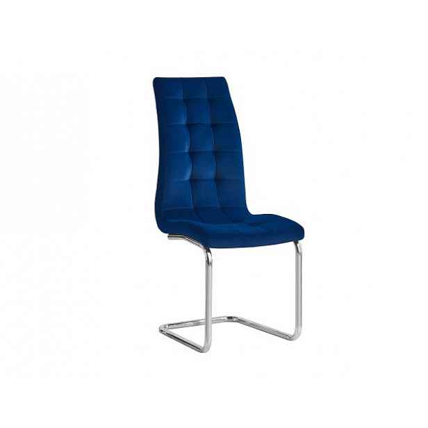 Jídelní židle, modrá Velvet látka / chrom, SALOMA NEW