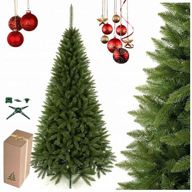 Umělý vánoční stromeček Smrk Východní 220 cm jako živý, velmi hustý stojan