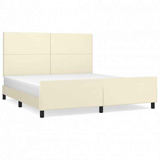 vidaXL Rám postele s čelem krémový 160x200 cm umělá kůže